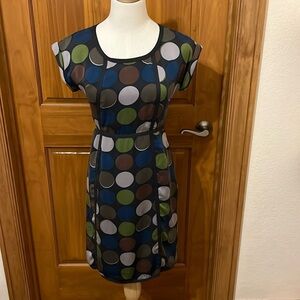 Like New Boden Silk Dress Size 2 Navy Blue Print